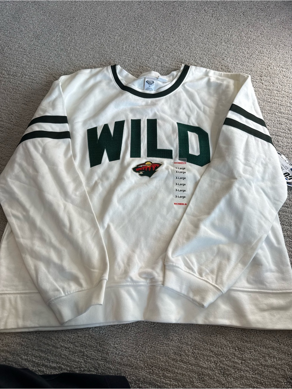 White 'WILD' Crewneck Sweatshirt with Green Trim